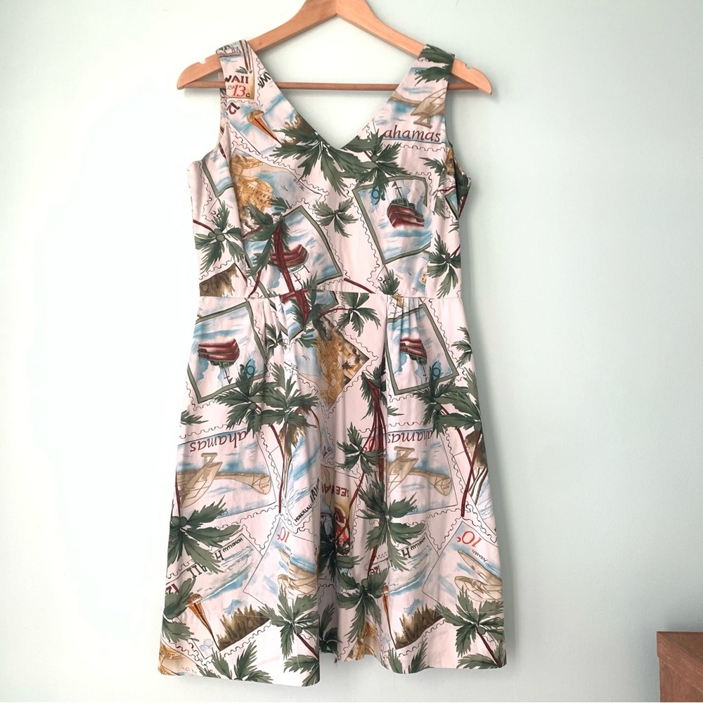 Vintage Sheri Martin Petites Tropical Postage Stamp Cruise Vacation Dress 6P